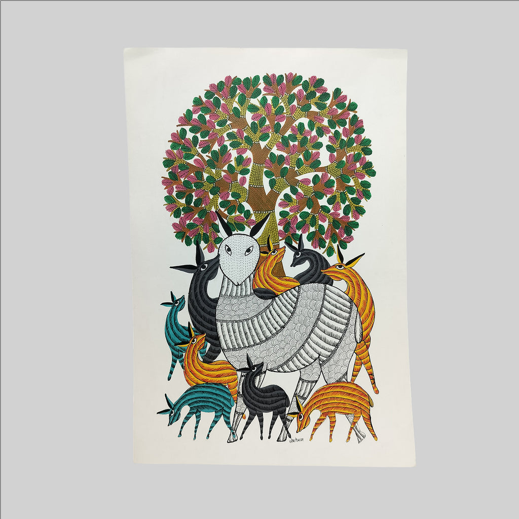 Gond Painting (Mount) - 15 in x 22 in