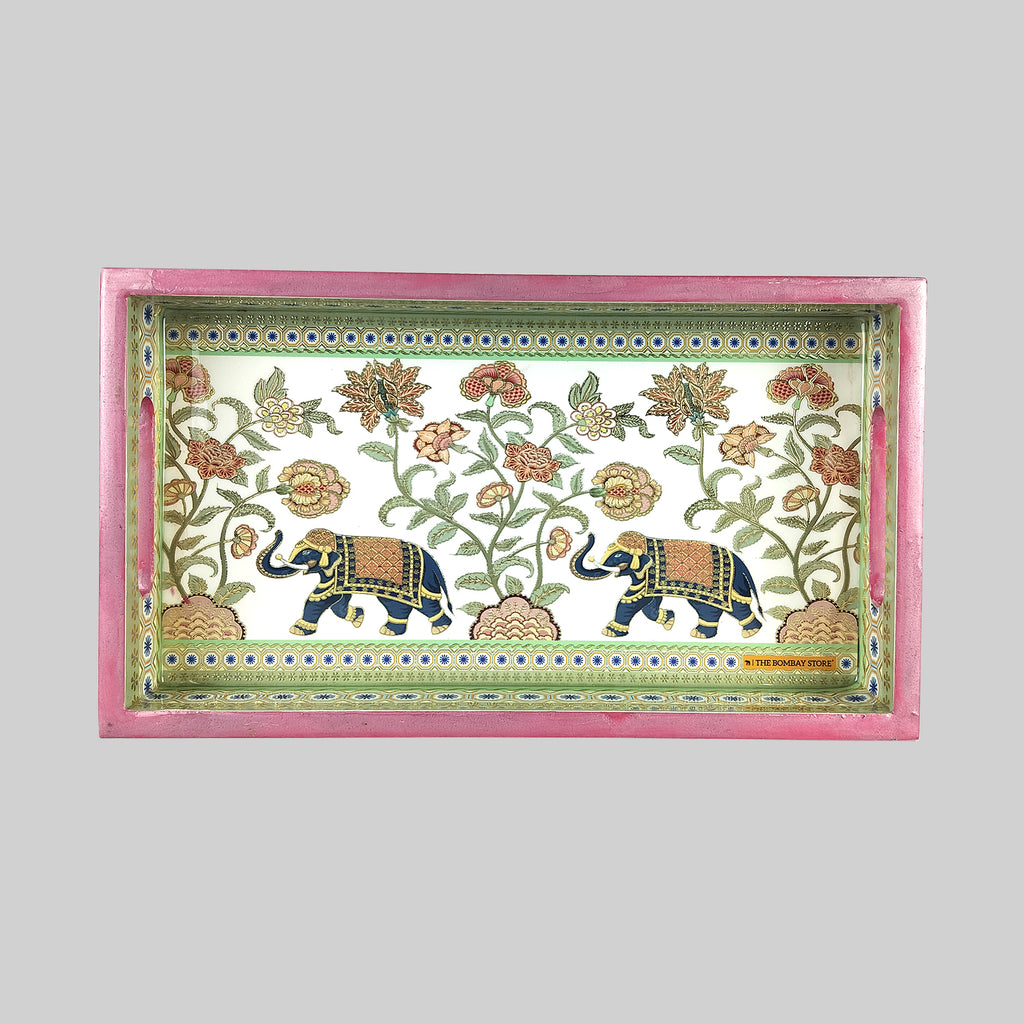 Elephant Floral Small Tray with Gold Foiling