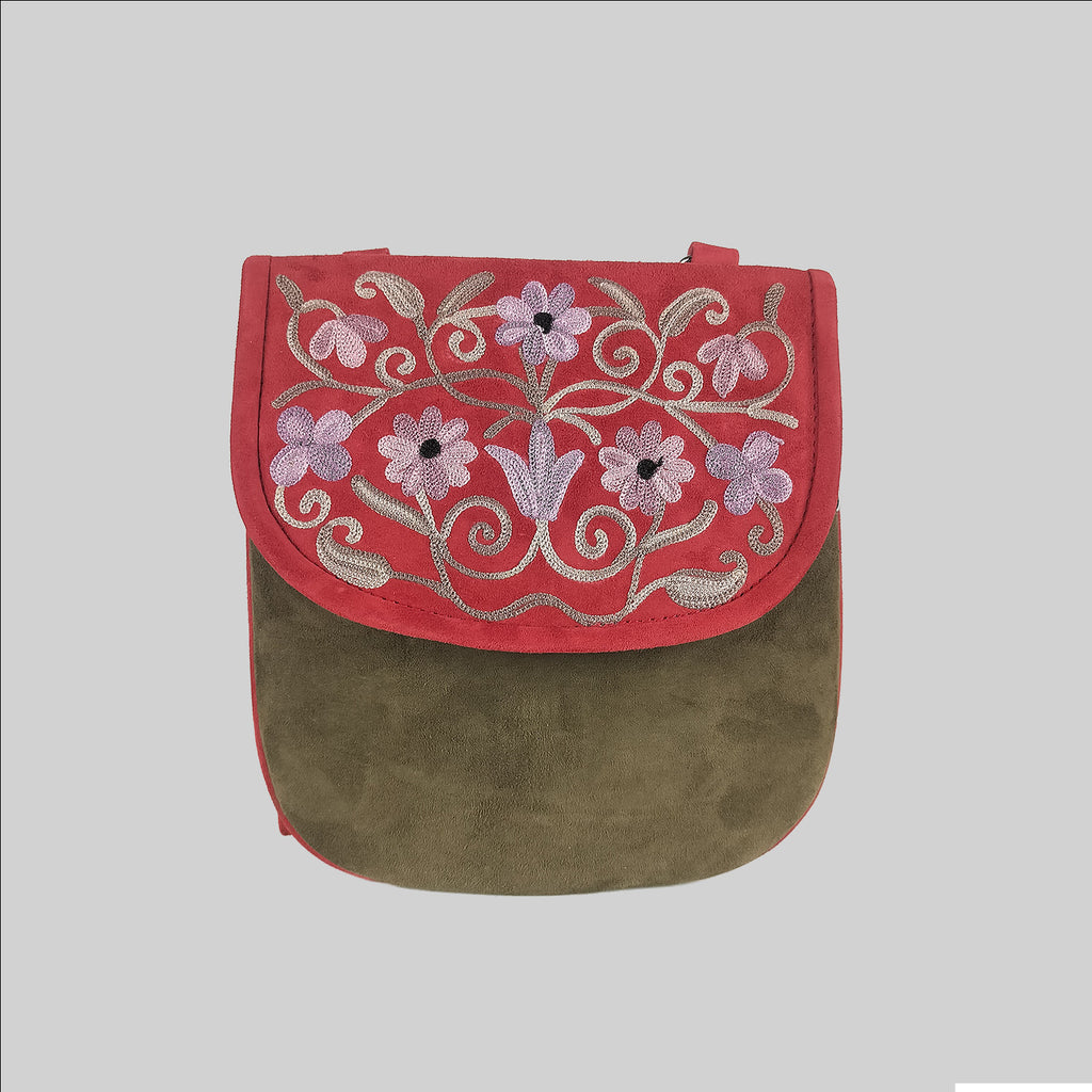 Suede Leather Round Sling Bag