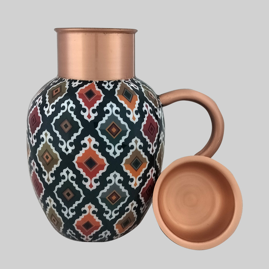 Teal Copper Apple Pot Ikat 1000 ml