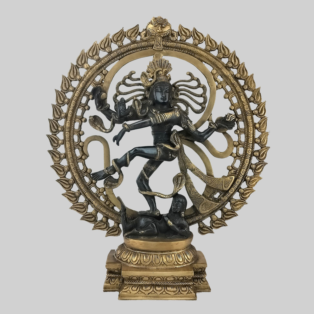 The Bombay Store Brass Natraj with OM Ring in Black & Green Two Tone ...