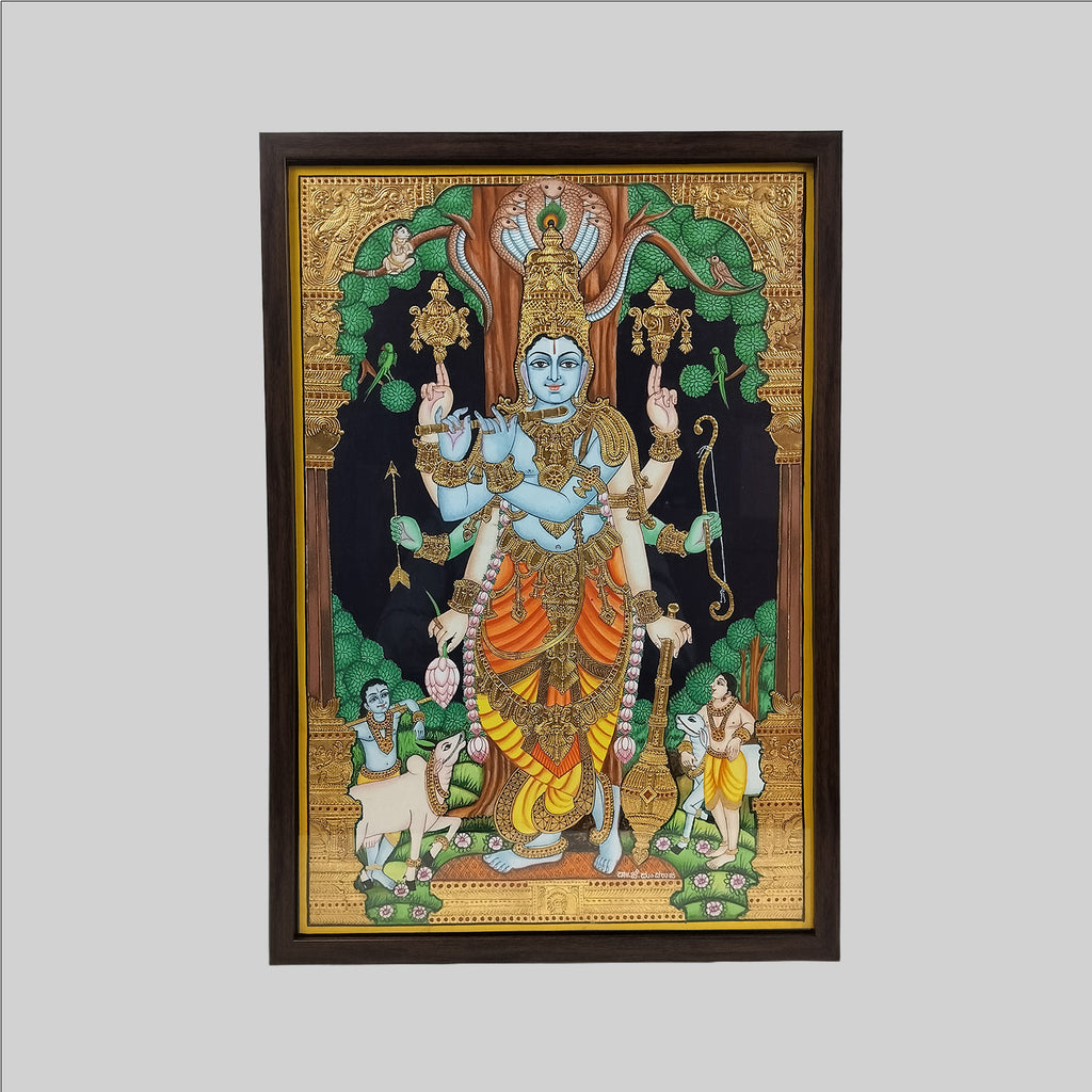 Mysore Vishnu, Krishna & Ram Painting (Frame) - 16 in x 24 in