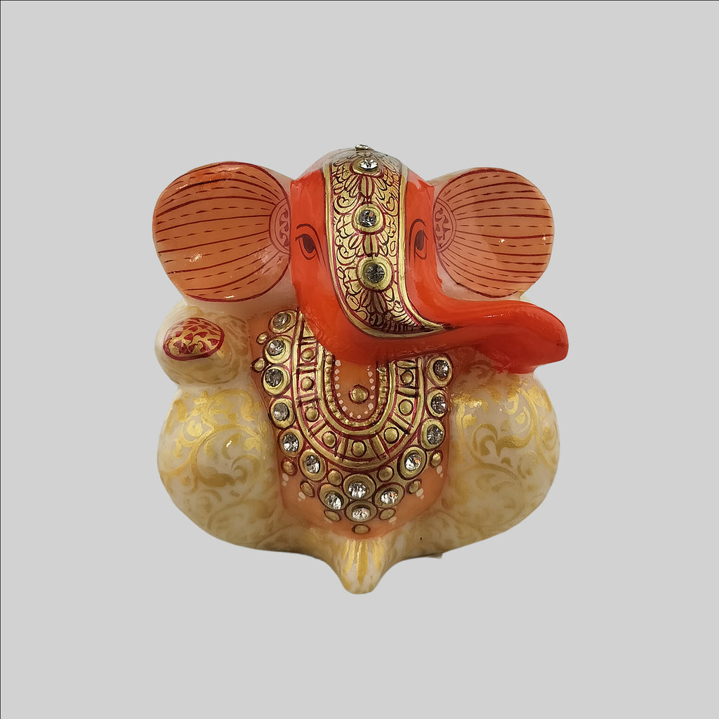 Marble Appu Ganesha in Orange 4 in