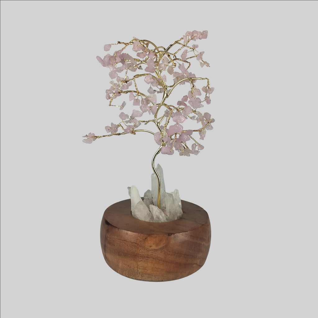 Rose Quartz Stone Tree with Light