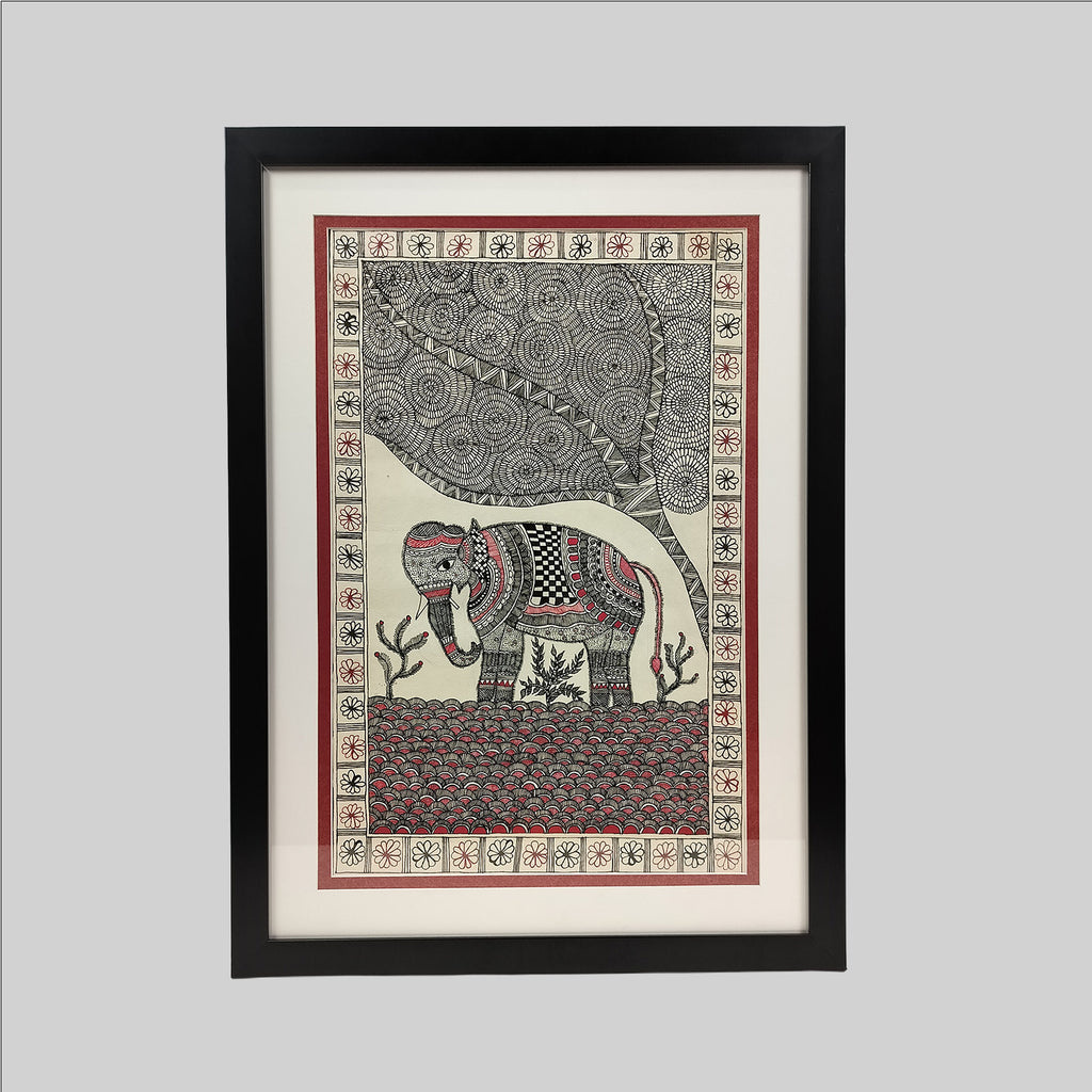Madhubani Tree of Life Painting (Frame) - 15 in x 22 in