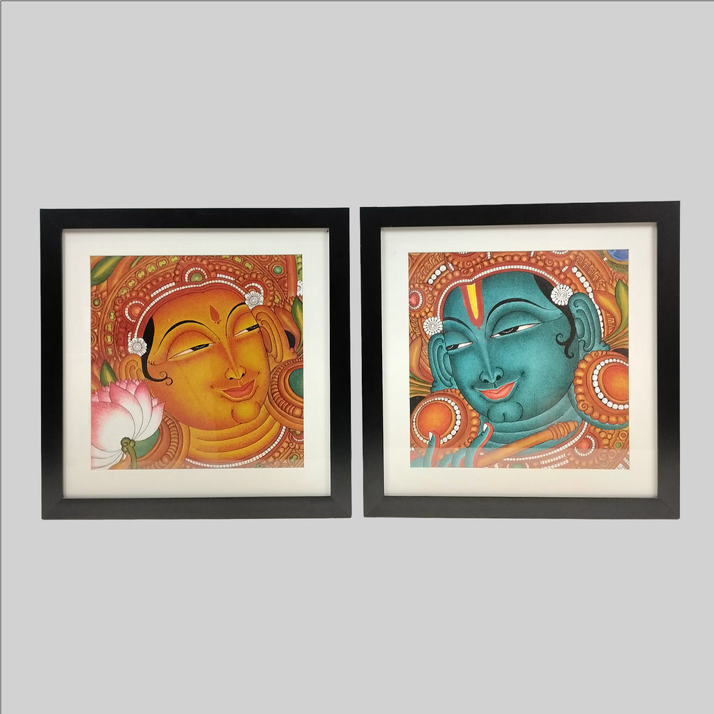 Mural Radha Krishna Painting (Frame) - 12 in x 12 in