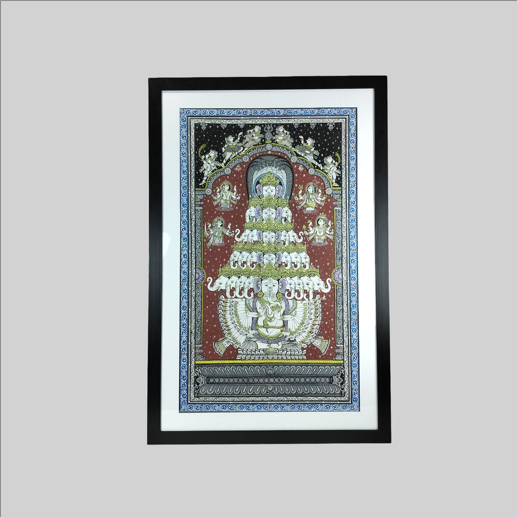 Pattachitra Ganesha Painting (Frame) - 24 in x 40 in