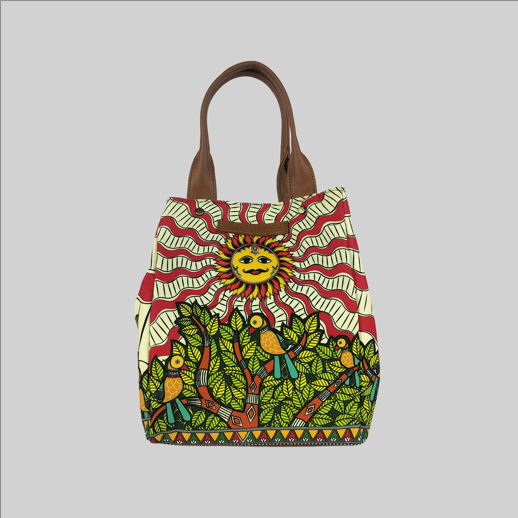 Madhubani Sun Poly Canvas Lunch Bag