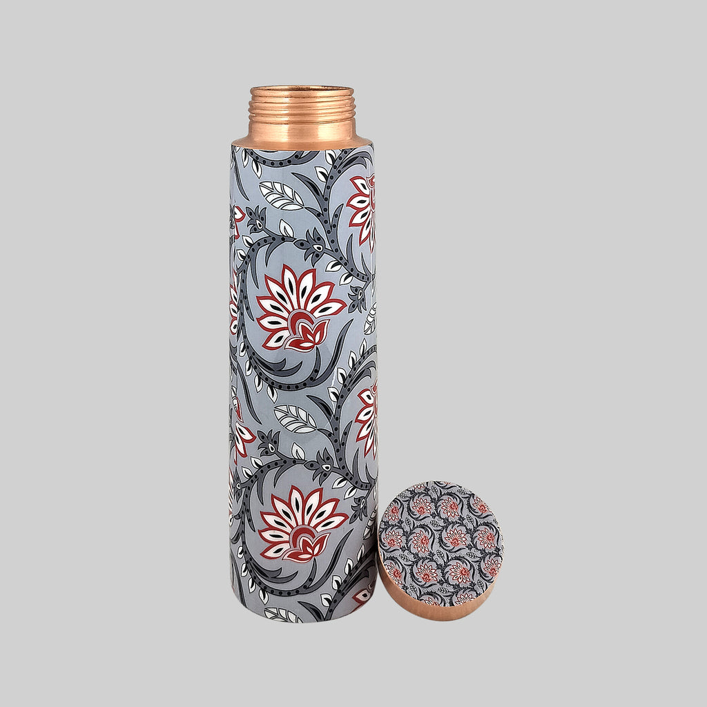 Grey Floral Copper Bottle 950 ml