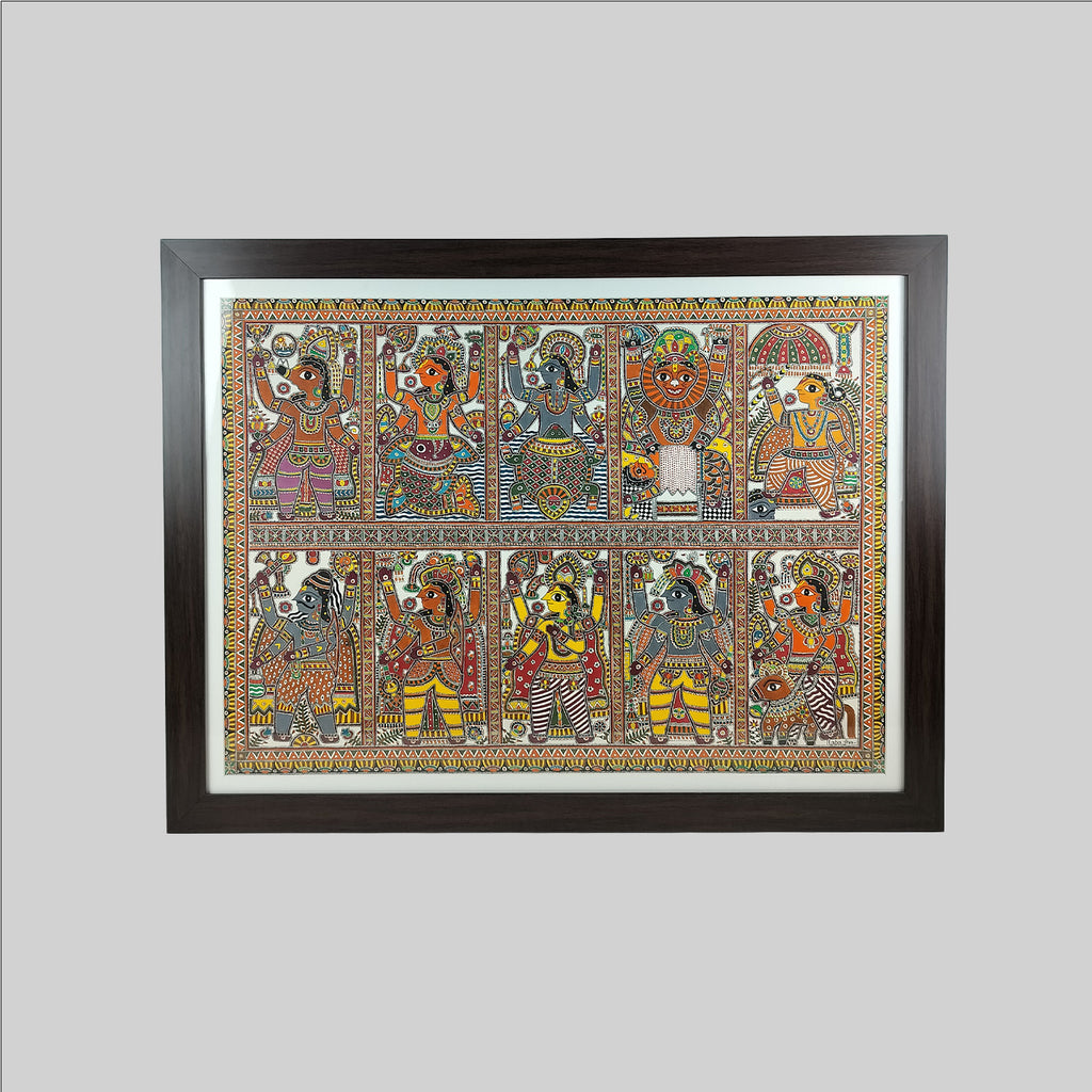 Madhubani Dash Avatar Painting (Frame) - 22 in x 30 in