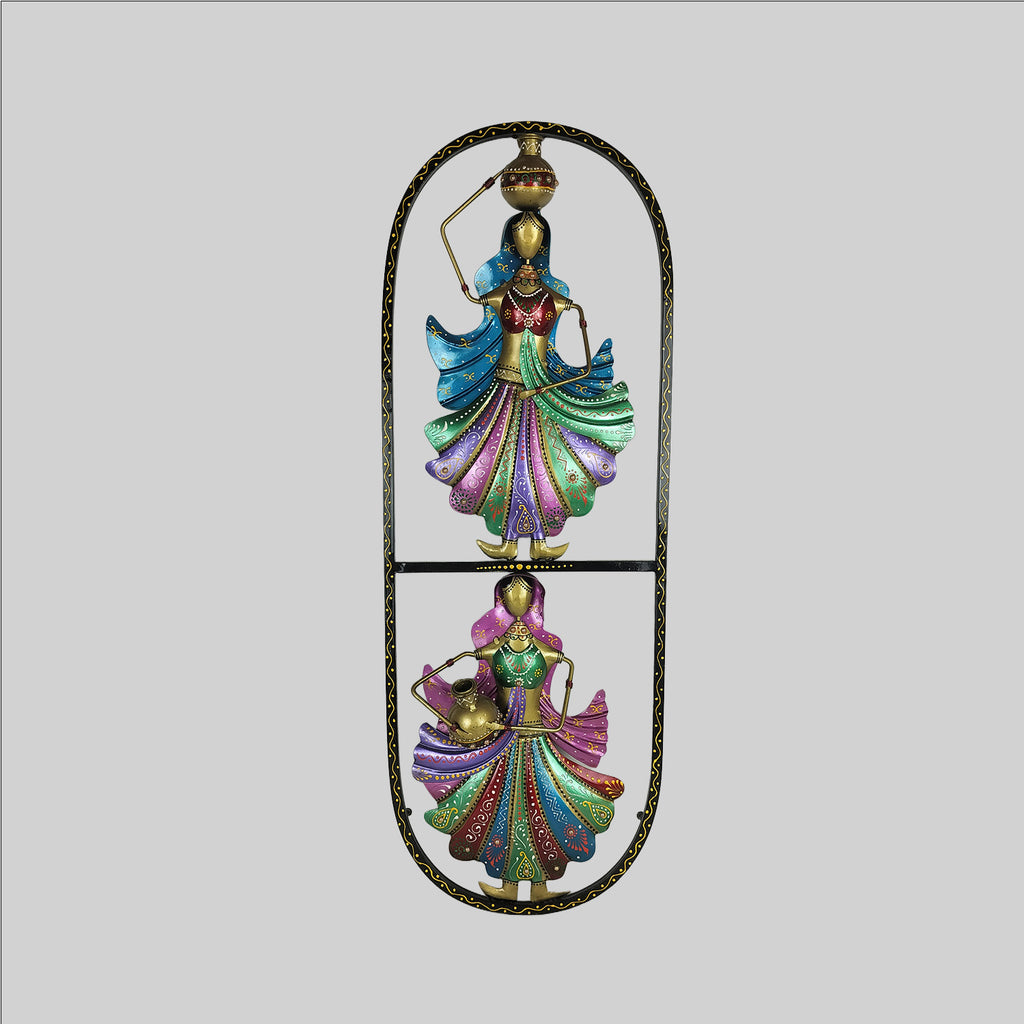 2 Dolls with Matka in Frame 9 in x 4 in x 29 in