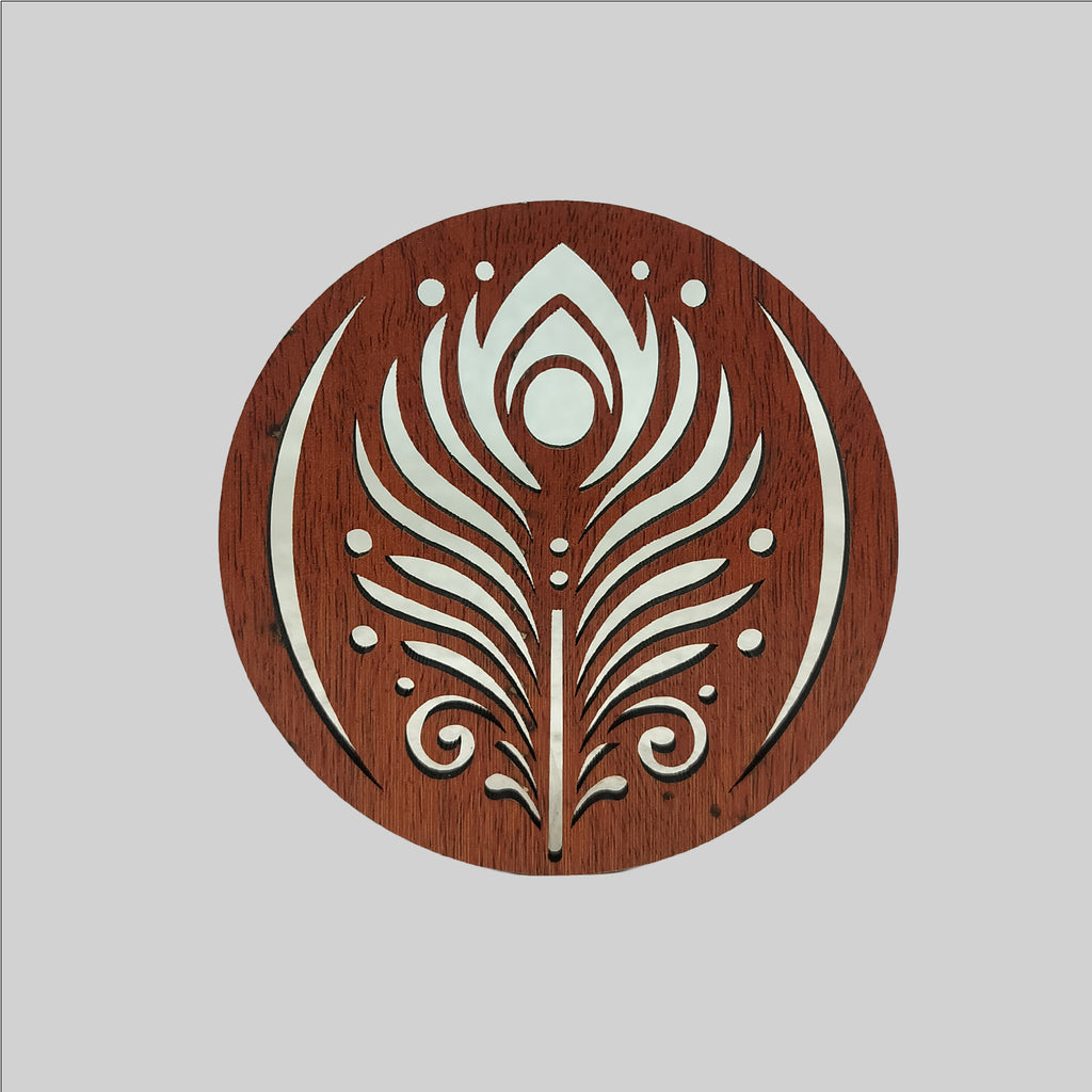 Peacock Feather Laser Cut Coaster