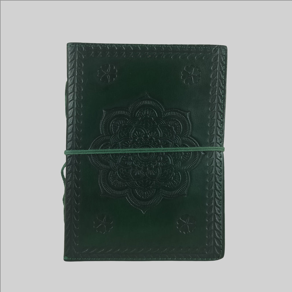 Leather Diary with Mandala Design (Green) 7 in x 5 in
