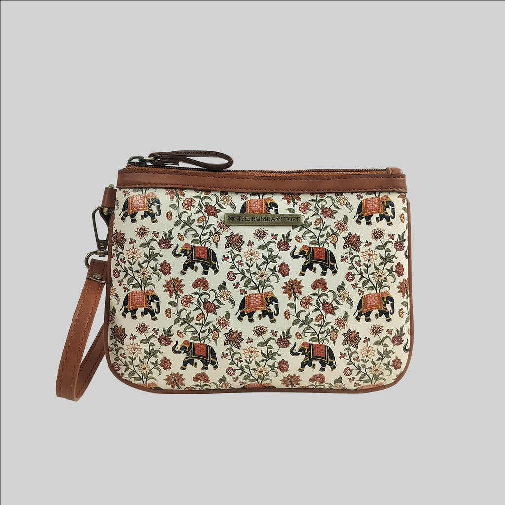 Elephant Floral Wristlet
