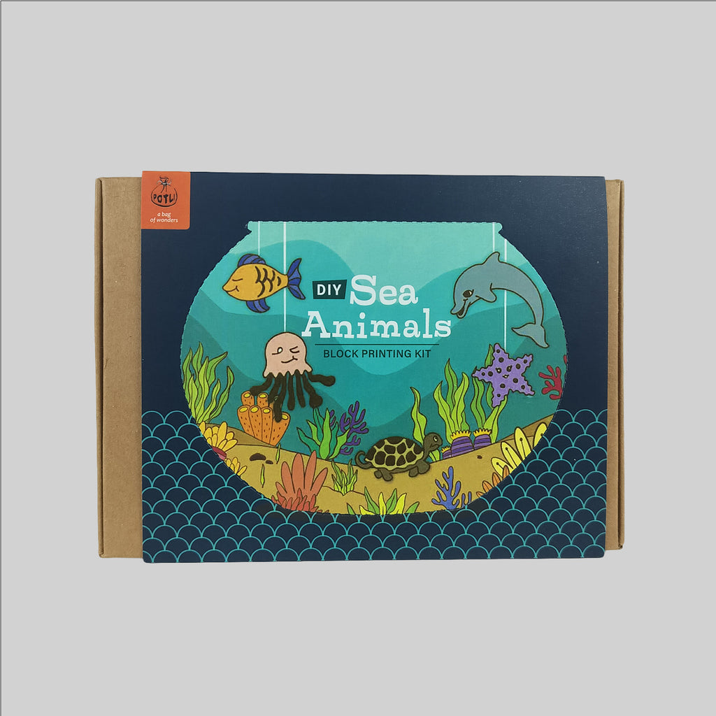 DIY Sea Animal Kit - Wooden Block Print