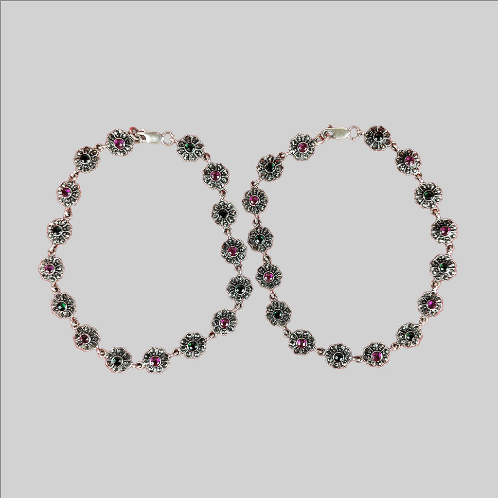 Marka Stone Silver Payal (Assorted)