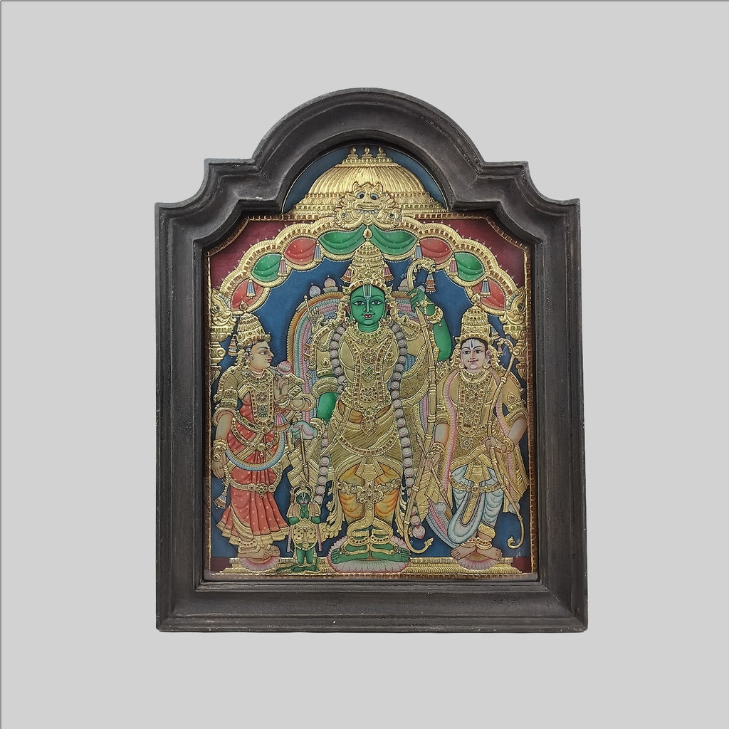 Tanjore Ram Sita Laxman Painting (Frame) - 28 in x 35 in