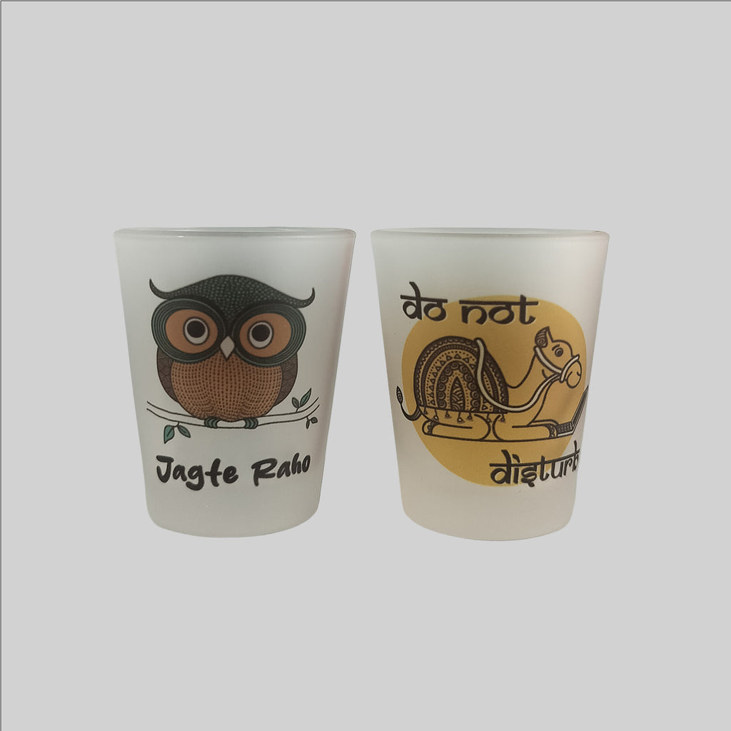 Camel & Owl Frosted Shot Glasses (Set of 2)