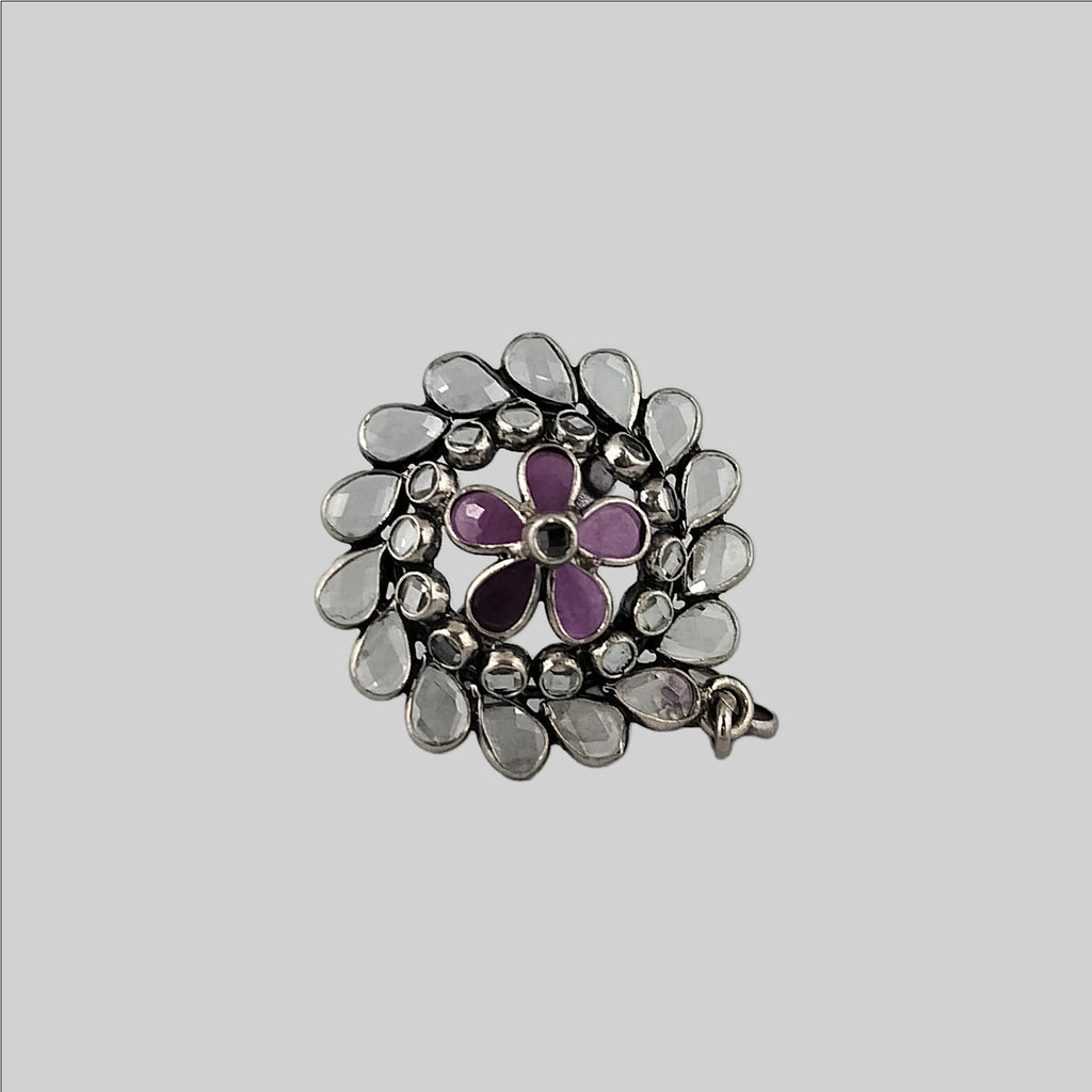 Cutstone Flower Silver Ring (Assorted)
