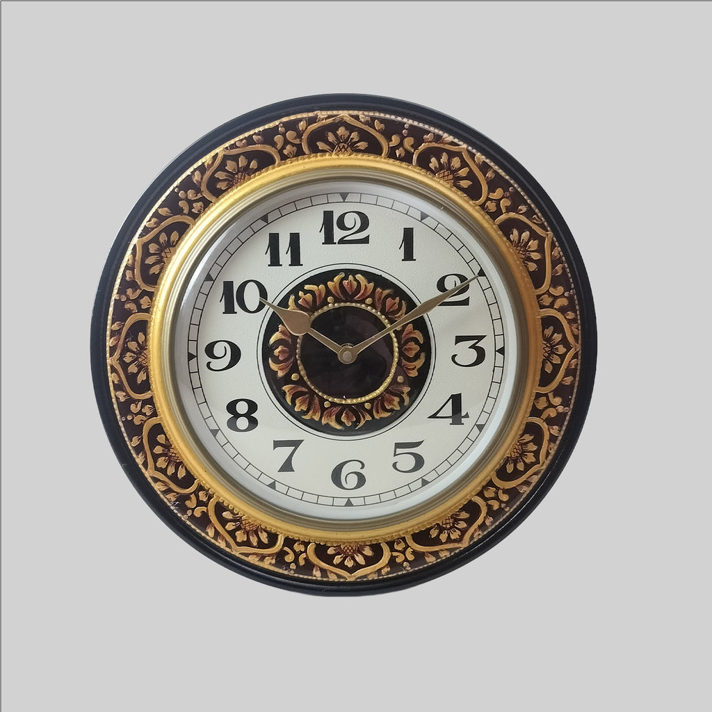 Wooden Hand Painted Round Wall Clock 12 in x 2 in x 12 in