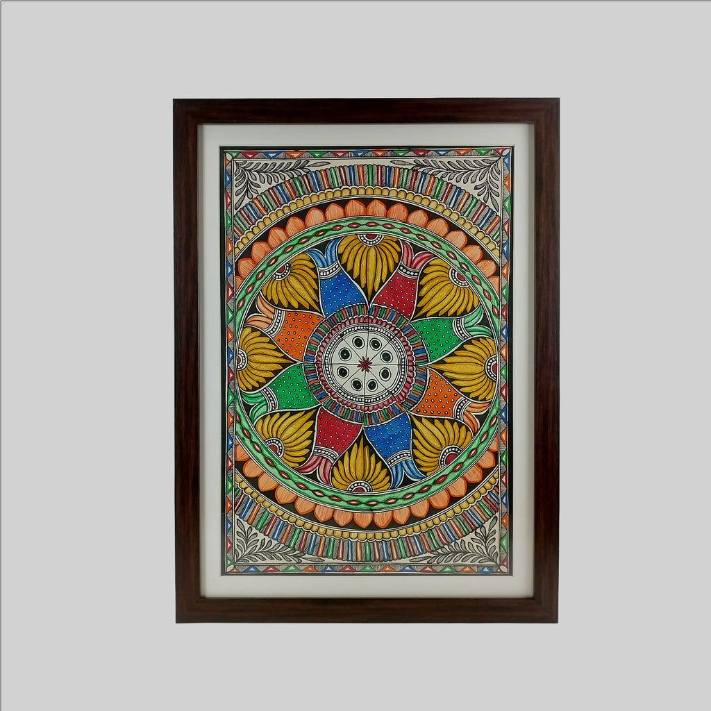 Madhubani Fish Ras Painting (Frame) - 15 in x 22 in