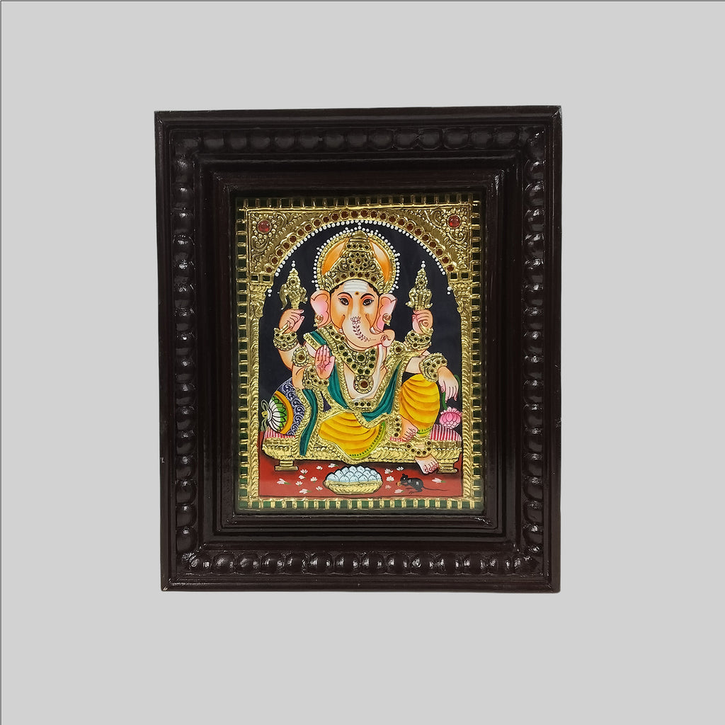Tanjore Ganesha Painting (Frame) - 7.5 in x 10 in