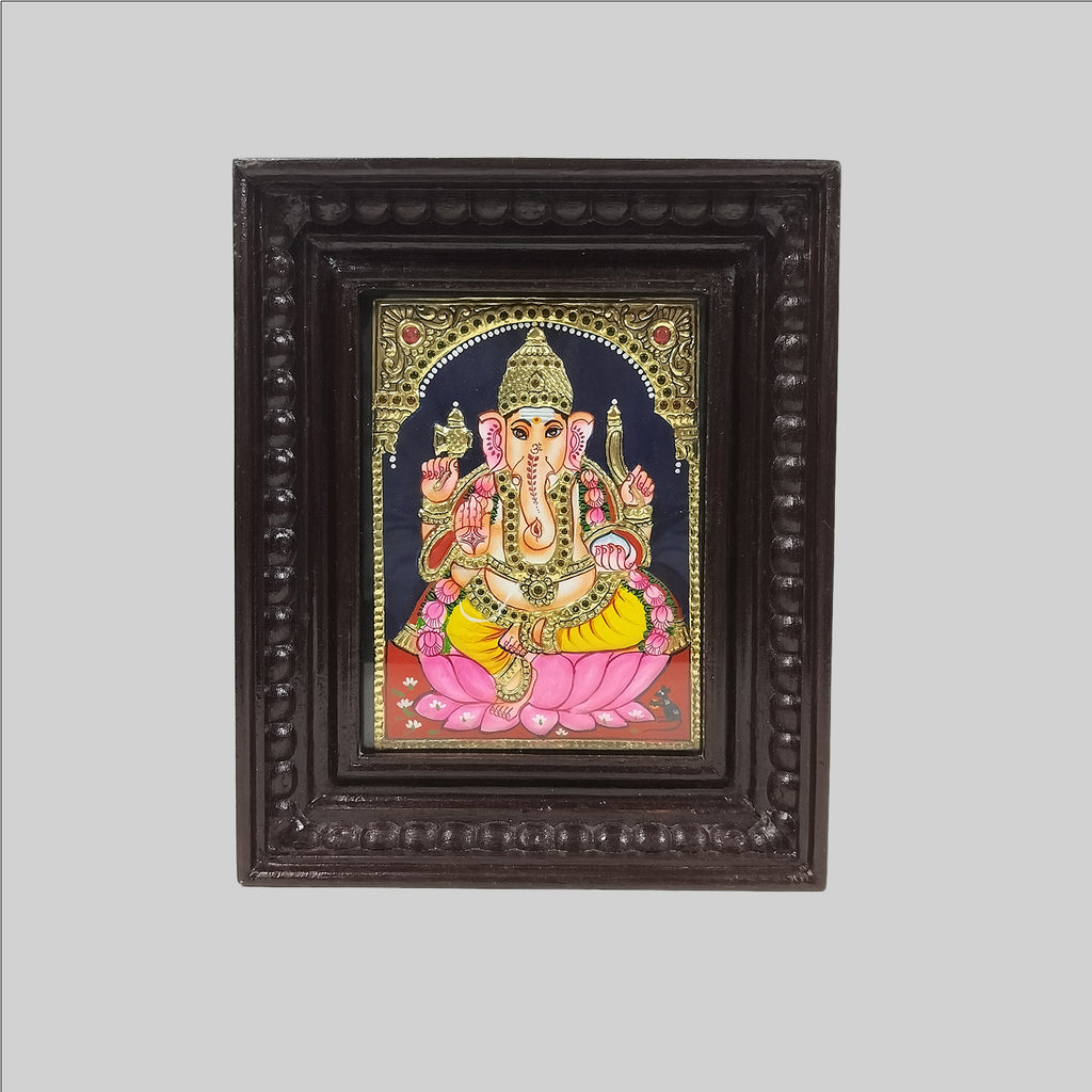Tanjore Ganesha Painting (Frame) - 6 in x 8 in