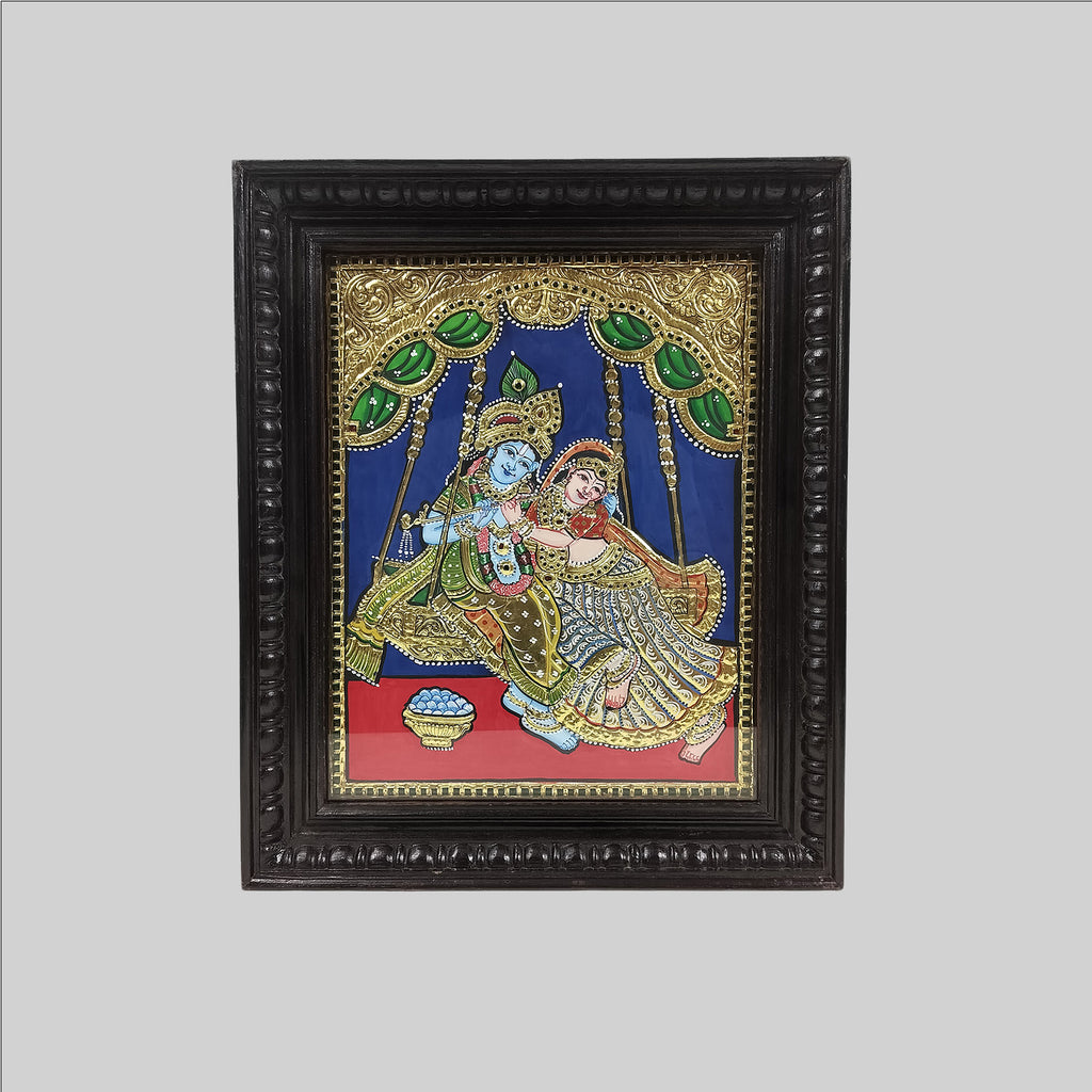 Tanjore Radha Krishna Painting (Frame) - 12 in x 15 in
