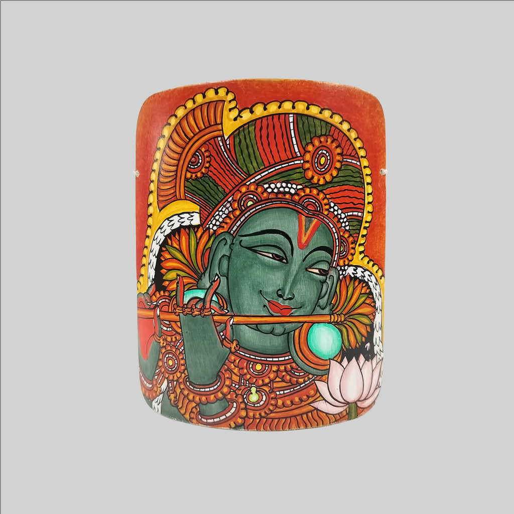 Bamboo Mural Krishna Painting - 6 in x 5.5 in