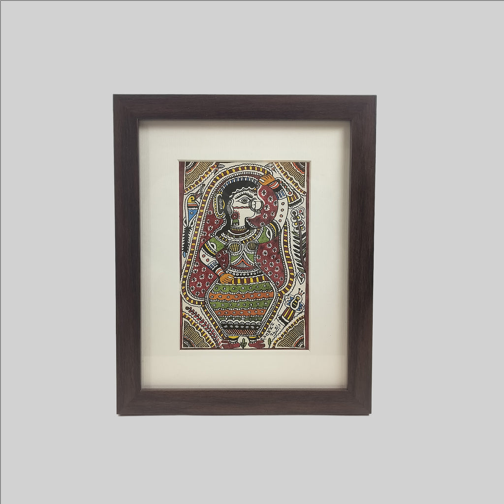 Madhubani Radha Painting (Mount) - 4 in x 6.5 in