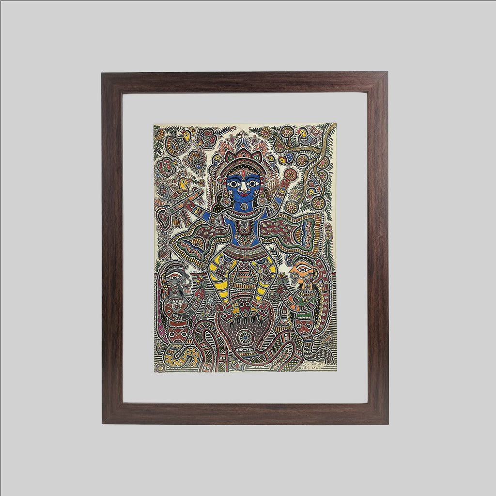 Madhubani Kalia Mardan Painting (Frame) - 11 in x 15 in