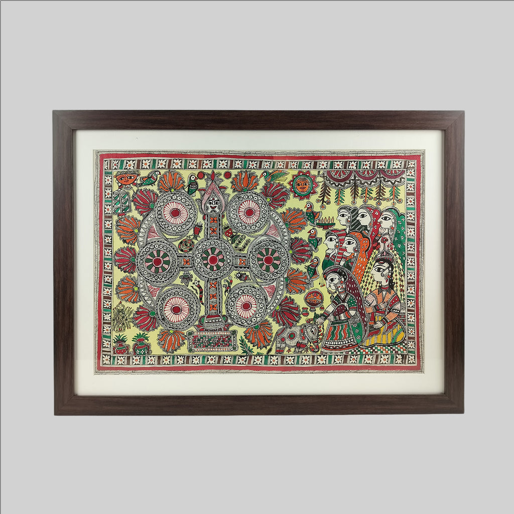 Madhubani Kohbar Painting (Frame) - 22 in x 15 in