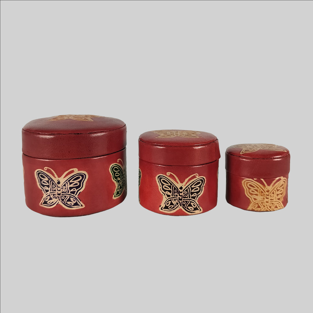 Shanti Niketan Leather Trinket Box (Set of 3)