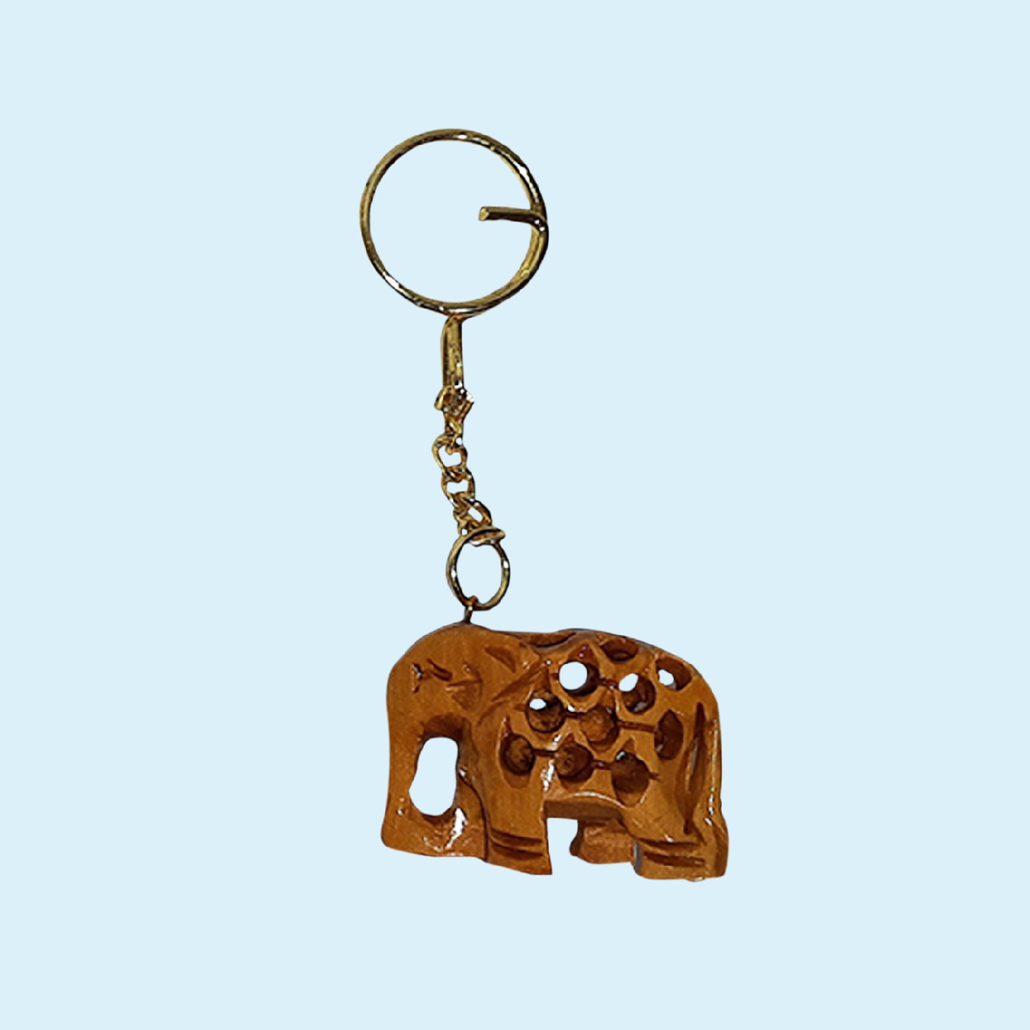 The Bombay Store Wooden Elephant Keychain Set of
