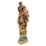 Load image into Gallery viewer, Brass Krishna Stonework Ring Double Mala 29 In