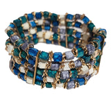 Load image into Gallery viewer, Bracelet with Elastic stones in Blue &amp; Turq