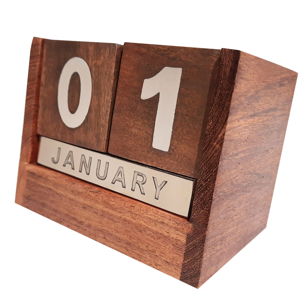Date Calander Box The Bombay Store Wooden Calender Box with Steel