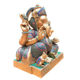 Load image into Gallery viewer, Brass Ganesh Sitting With Stone Work 32 In