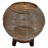 गैलरी व्यूवर में इमेज लोड करें, Iron Candle Holder Round with Wooden Stand 8 in