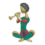 Load image into Gallery viewer, Brass Musician Wall Hanging with Stonework 15 in