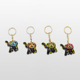 गैलरी व्यूवर में इमेज लोड करें, Elephant Lacquered Keychains with Stonework Set of 4 (Assorted Colors)