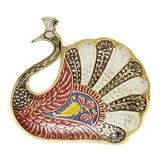 Load image into Gallery viewer, Brass Peacock Platter with Handpainted Meenakari Art 6 in