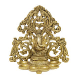 Load image into Gallery viewer, Brass Ganesha Jaali Deepak 6.75 in