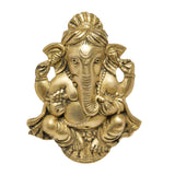 Load image into Gallery viewer, Brass Ganesh with Turban Wall Hanging 8.5 in