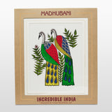 गैलरी व्यूवर में इमेज लोड करें, Mount Board Madhubani Art Two Colorful Peacock Print 12 in x 14 in