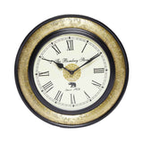 Load image into Gallery viewer, Wooden Vintage Wall Clock with Brass Floral Engraving 12 in