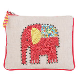 Load image into Gallery viewer, Canvas Pouch with Beaded Elephant Design