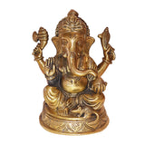 Load image into Gallery viewer, Brass Puja Ganesh with Crown 8 in