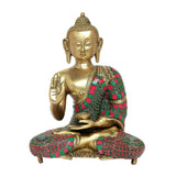 गैलरी व्यूवर में इमेज लोड करें, Brass Polka Dots Stonework Blessing Buddha 11 in
