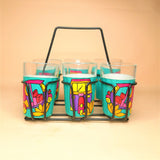 Load image into Gallery viewer, Auto Design 6 Handpainted Tapri Glasses and Iron Holder Set 8 in